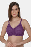 Intimacy Double Layered Non Wired 3/4th Coverage Lace Bra - Magic Purple — thumbnail 1